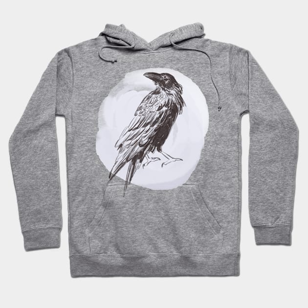 Hand drawn illustration of raven forest bird Hoodie by Lshvsk